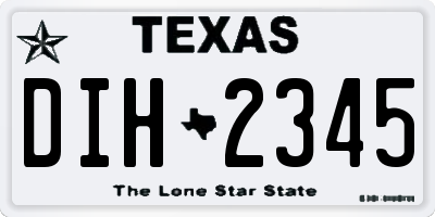 TX license plate DIH2345