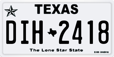 TX license plate DIH2418