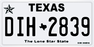 TX license plate DIH2839