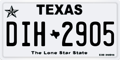 TX license plate DIH2905