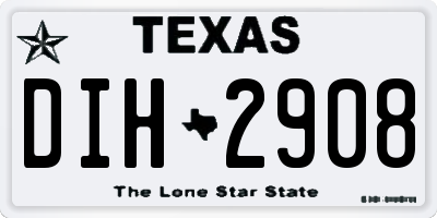 TX license plate DIH2908