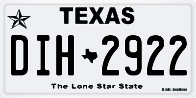 TX license plate DIH2922