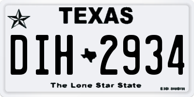 TX license plate DIH2934