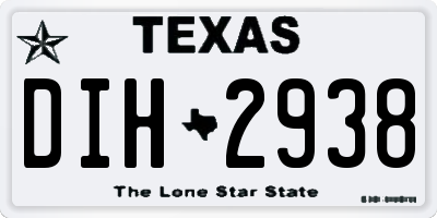 TX license plate DIH2938