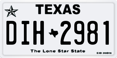 TX license plate DIH2981