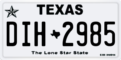 TX license plate DIH2985