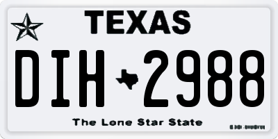 TX license plate DIH2988