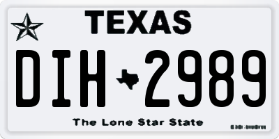 TX license plate DIH2989