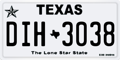 TX license plate DIH3038
