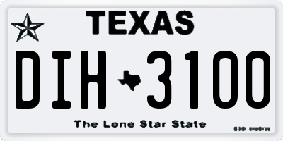 TX license plate DIH3100