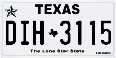 TX license plate DIH3115