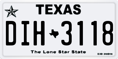 TX license plate DIH3118