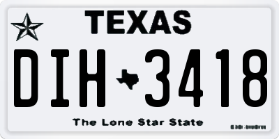 TX license plate DIH3418
