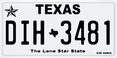 TX license plate DIH3481