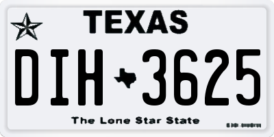 TX license plate DIH3625