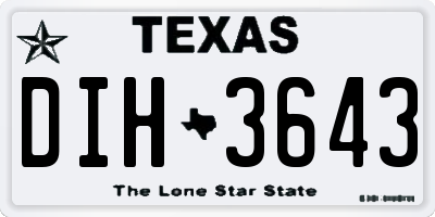 TX license plate DIH3643