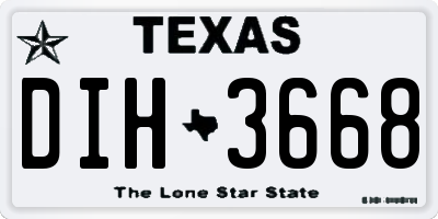 TX license plate DIH3668