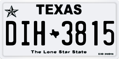 TX license plate DIH3815