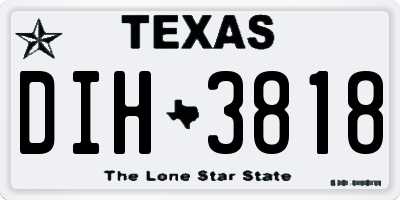 TX license plate DIH3818