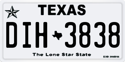 TX license plate DIH3838
