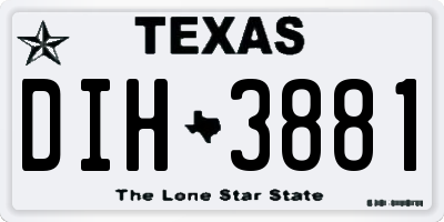 TX license plate DIH3881