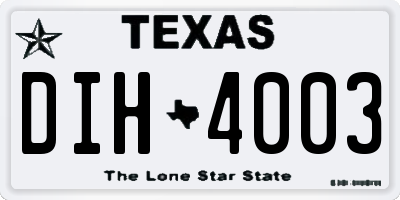 TX license plate DIH4003
