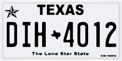 TX license plate DIH4012