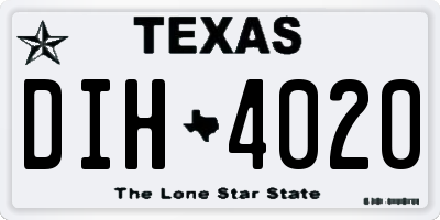TX license plate DIH4020