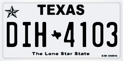 TX license plate DIH4103