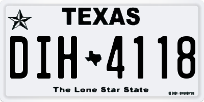TX license plate DIH4118