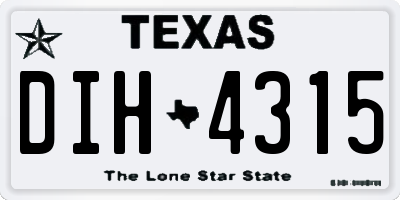 TX license plate DIH4315