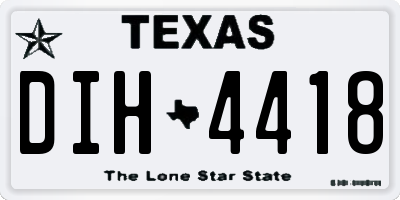 TX license plate DIH4418
