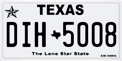 TX license plate DIH5008