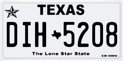 TX license plate DIH5208