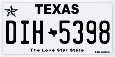 TX license plate DIH5398