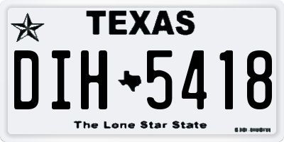 TX license plate DIH5418