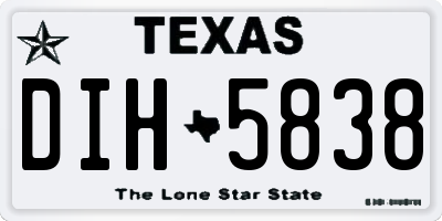TX license plate DIH5838