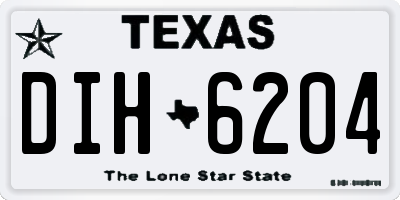 TX license plate DIH6204
