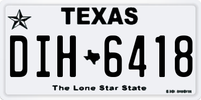 TX license plate DIH6418