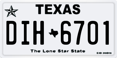 TX license plate DIH6701