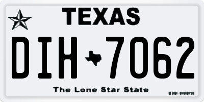 TX license plate DIH7062