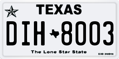 TX license plate DIH8003