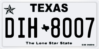 TX license plate DIH8007