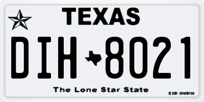 TX license plate DIH8021