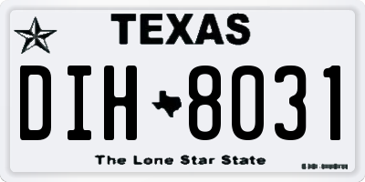 TX license plate DIH8031