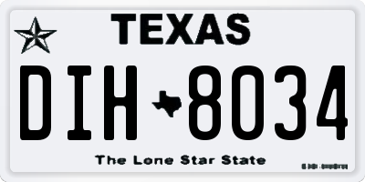 TX license plate DIH8034