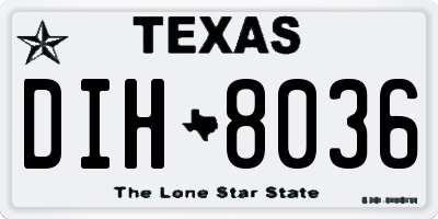 TX license plate DIH8036