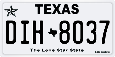 TX license plate DIH8037