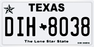 TX license plate DIH8038
