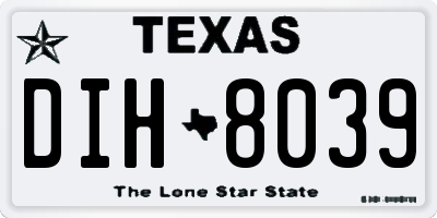 TX license plate DIH8039